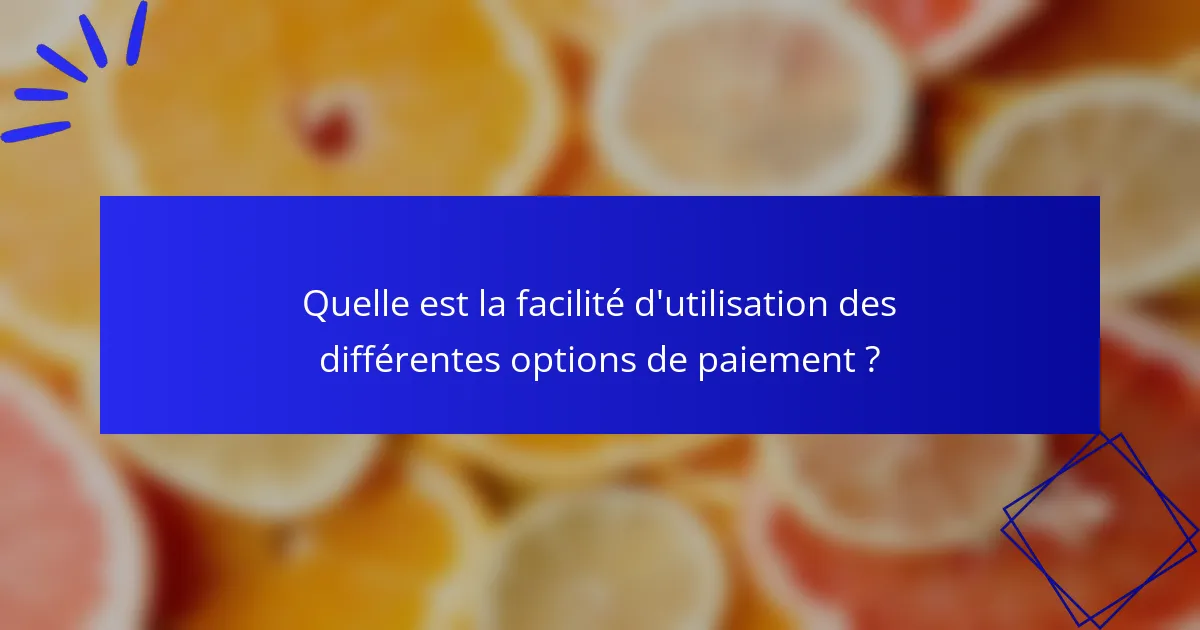 Quelle est la facilité d'utilisation des différentes options de paiement ?