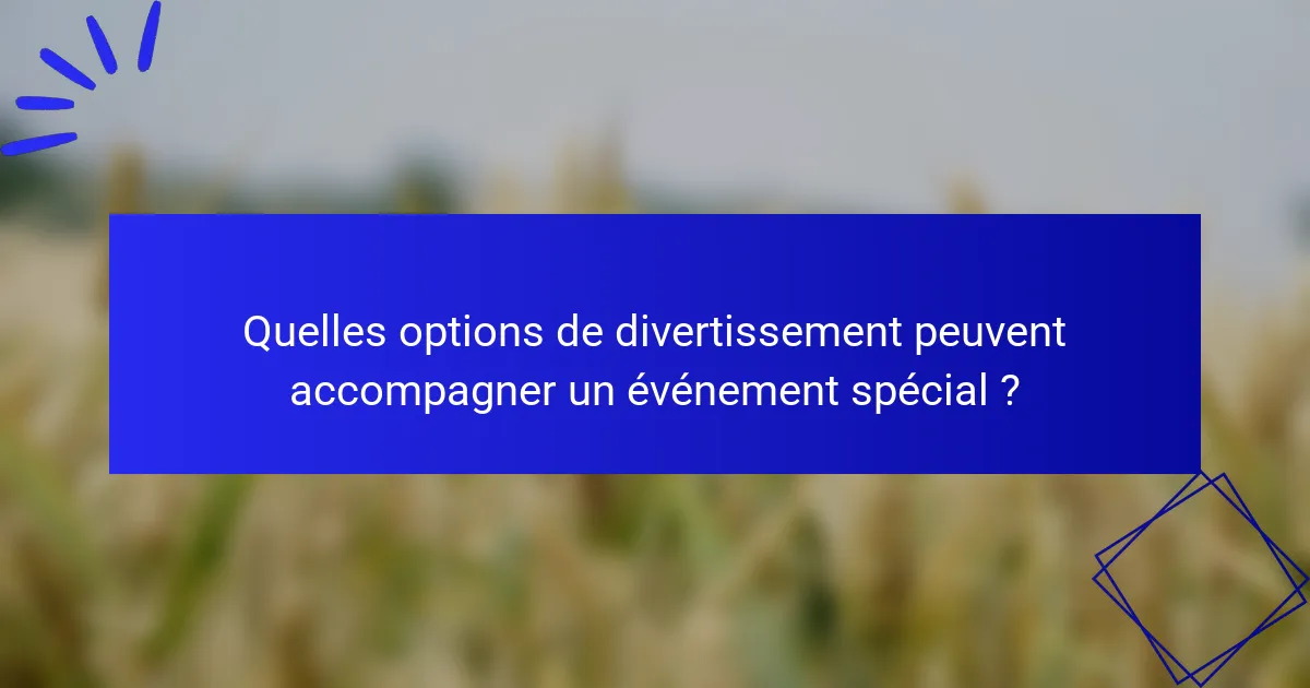Quelles options de divertissement peuvent accompagner un événement spécial ?