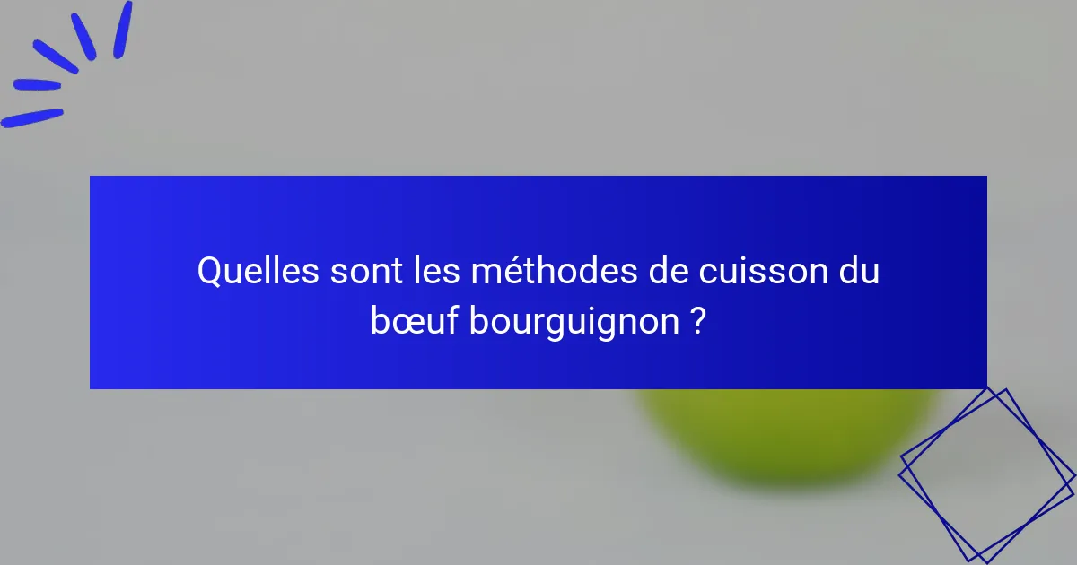 Quelles sont les méthodes de cuisson du bœuf bourguignon ?