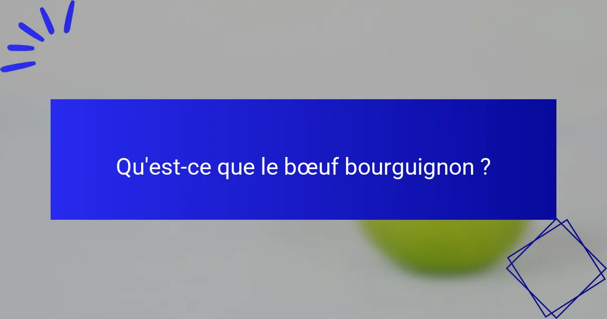 Qu'est-ce que le bœuf bourguignon ?